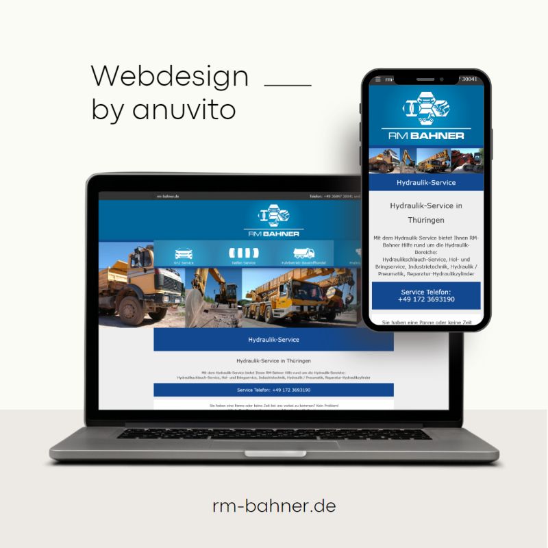 Website für das Serviceangebot von RM-Bahner in Thüringen